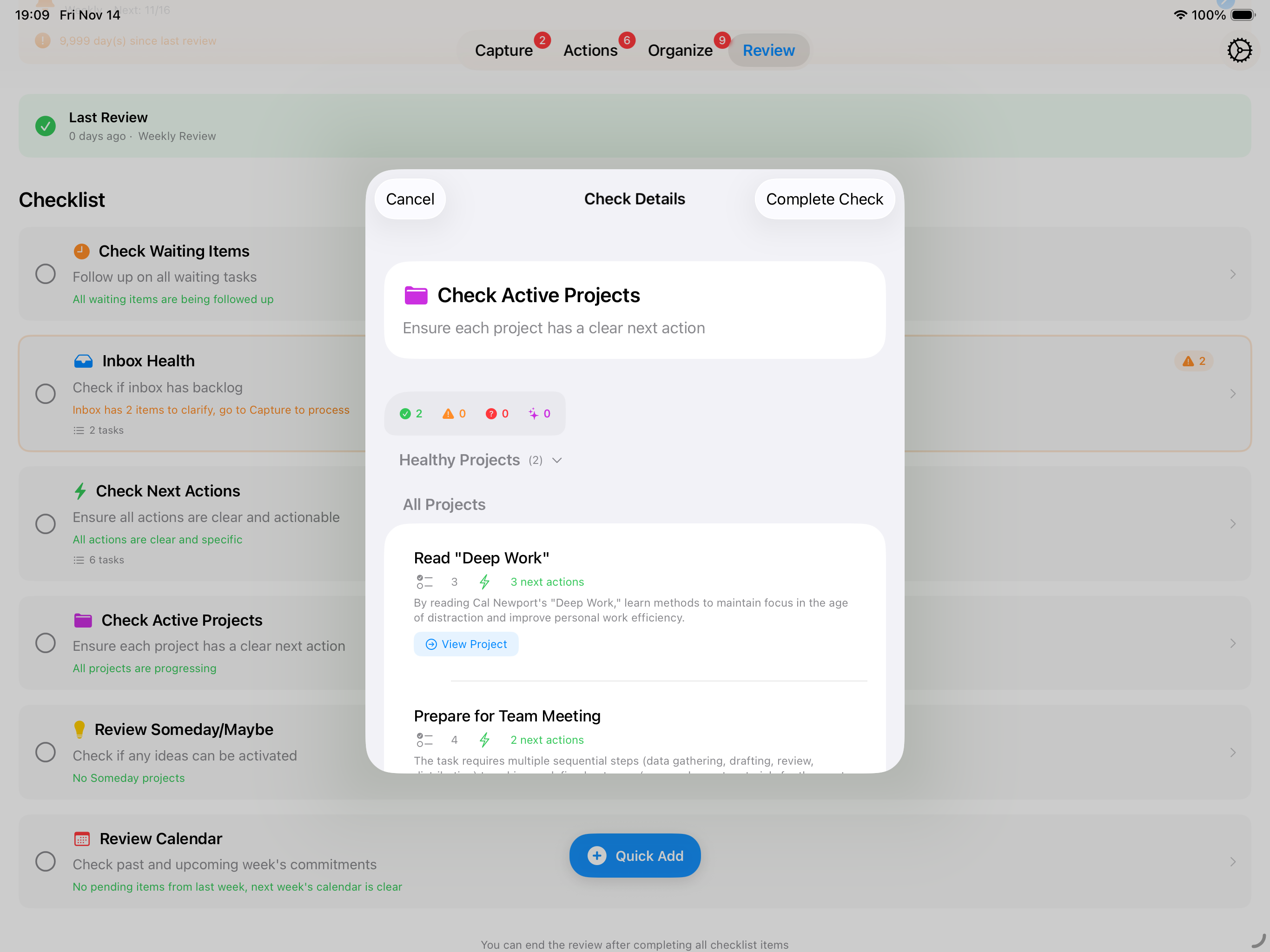 iPad Check Active Projects